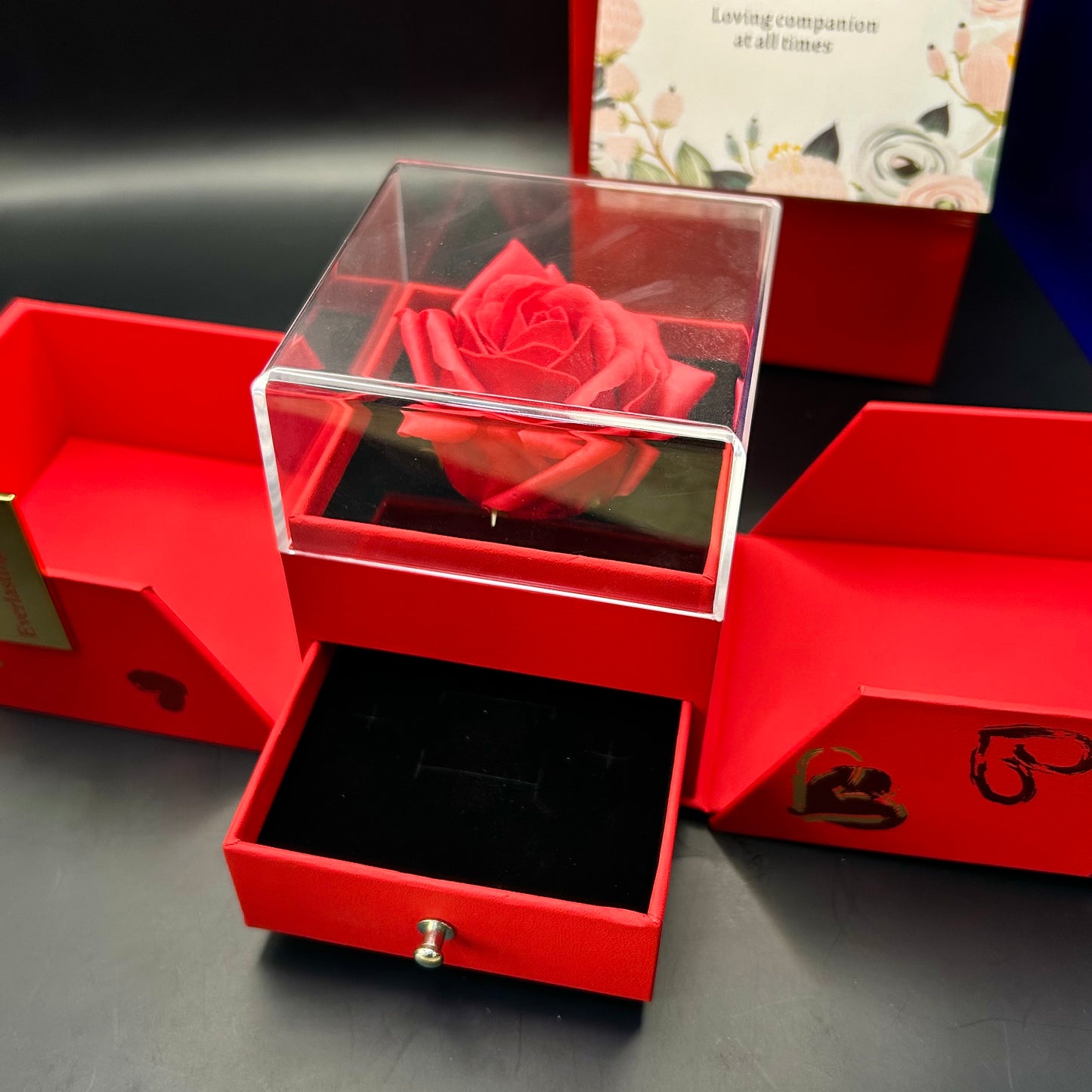 Coffret Cadeau (Rose Éternelle) à double porte.